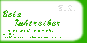 bela kuhtreiber business card