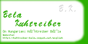 bela kuhtreiber business card